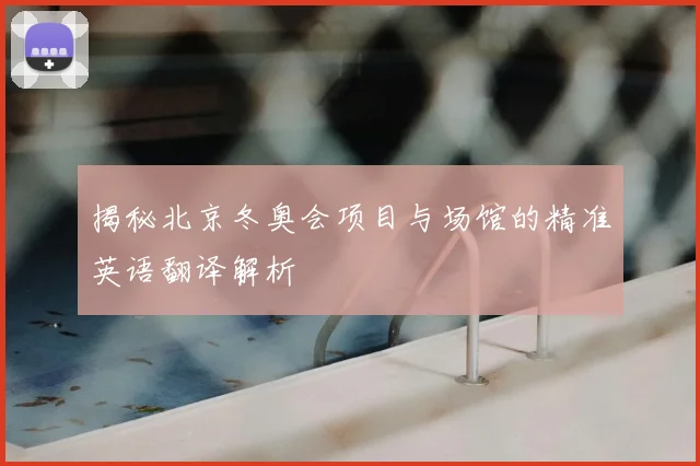 揭秘北京冬奥会项目与场馆的精准英语翻译解析